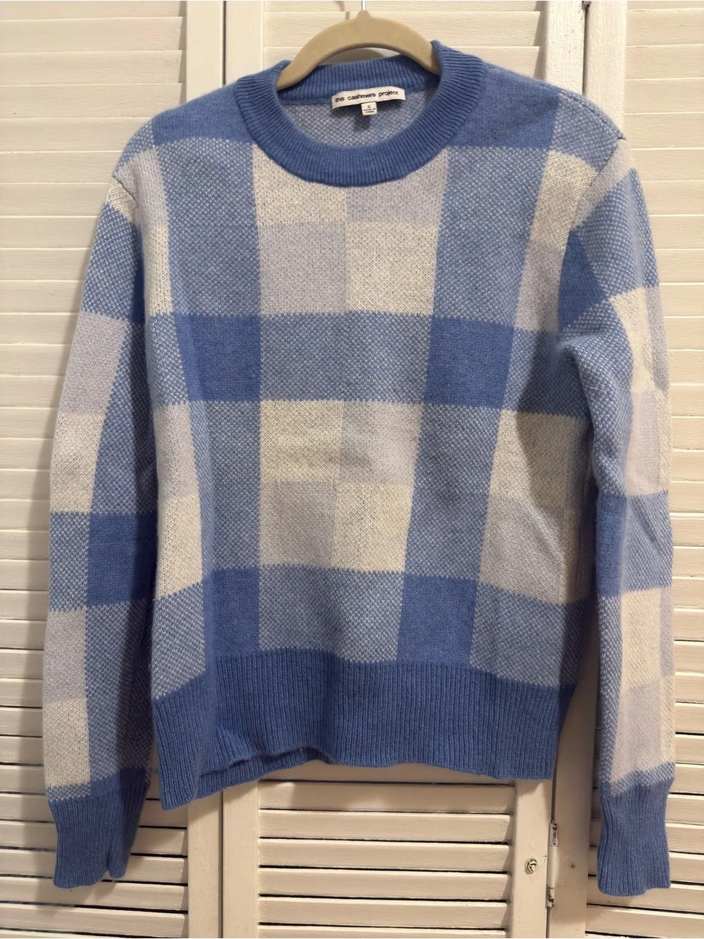 100% Cashmere Women Checkered Crewneck Sweater - The Cashmere Project